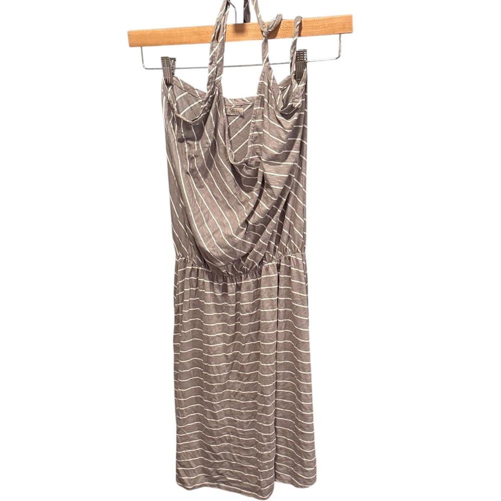 Michael Stars Gray and White Striped Halter Dress, size OS